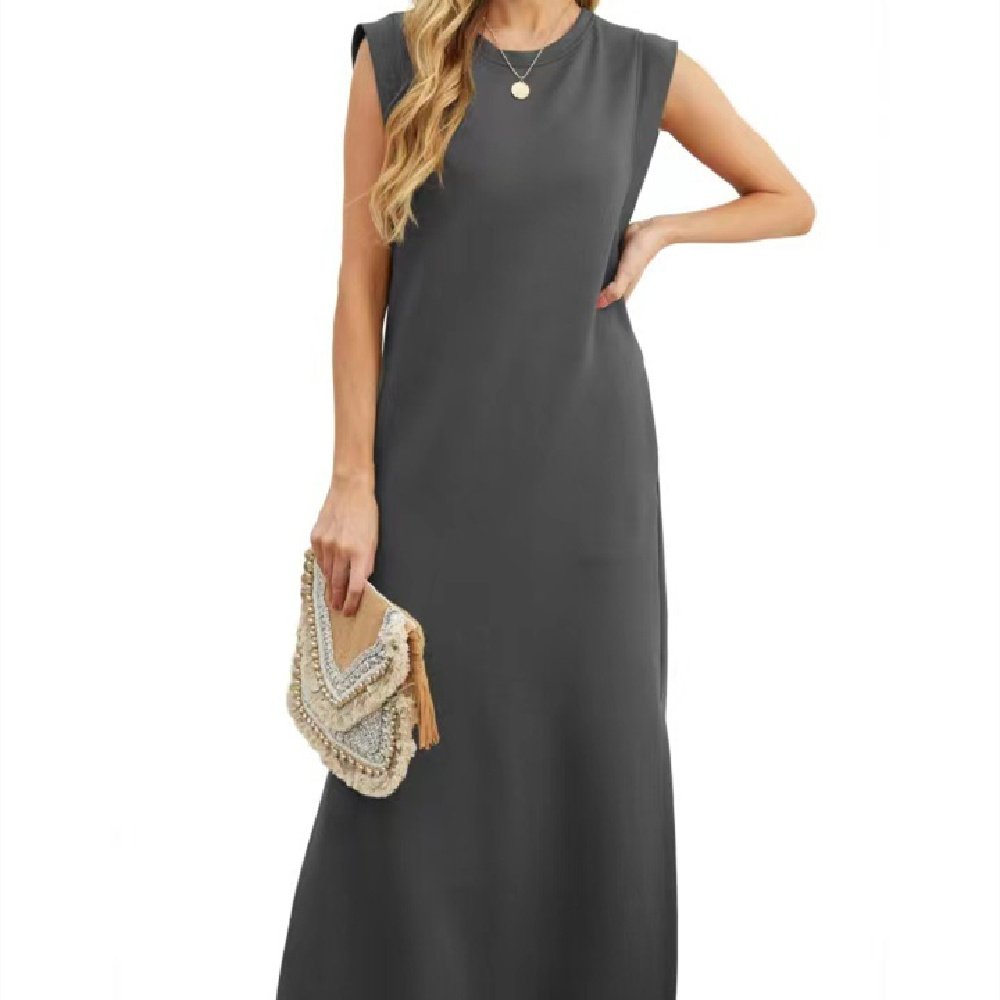 Women’s Sleeveless Crew Neck Straight Maxi Dress - Image 10