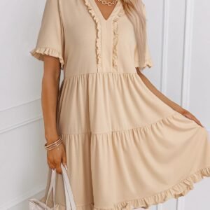 Ruffle Trim Tiered Midi Dress for Women
