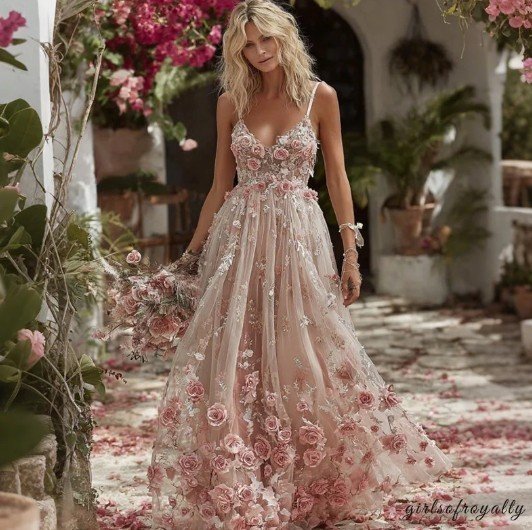 Women’s Pink Floral Lace V-Neck Maxi Dress - Image 6