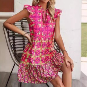 Women's Floral Ruffle Sleeve Mini Dress