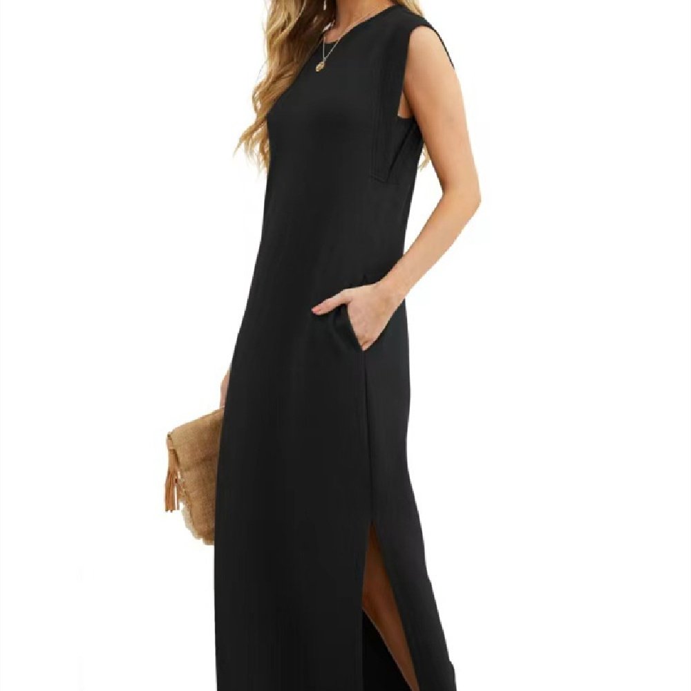 Women’s Sleeveless Crew Neck Straight Maxi Dress - Image 5