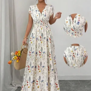 Ditsy Floral V-Neck Maxi Dress