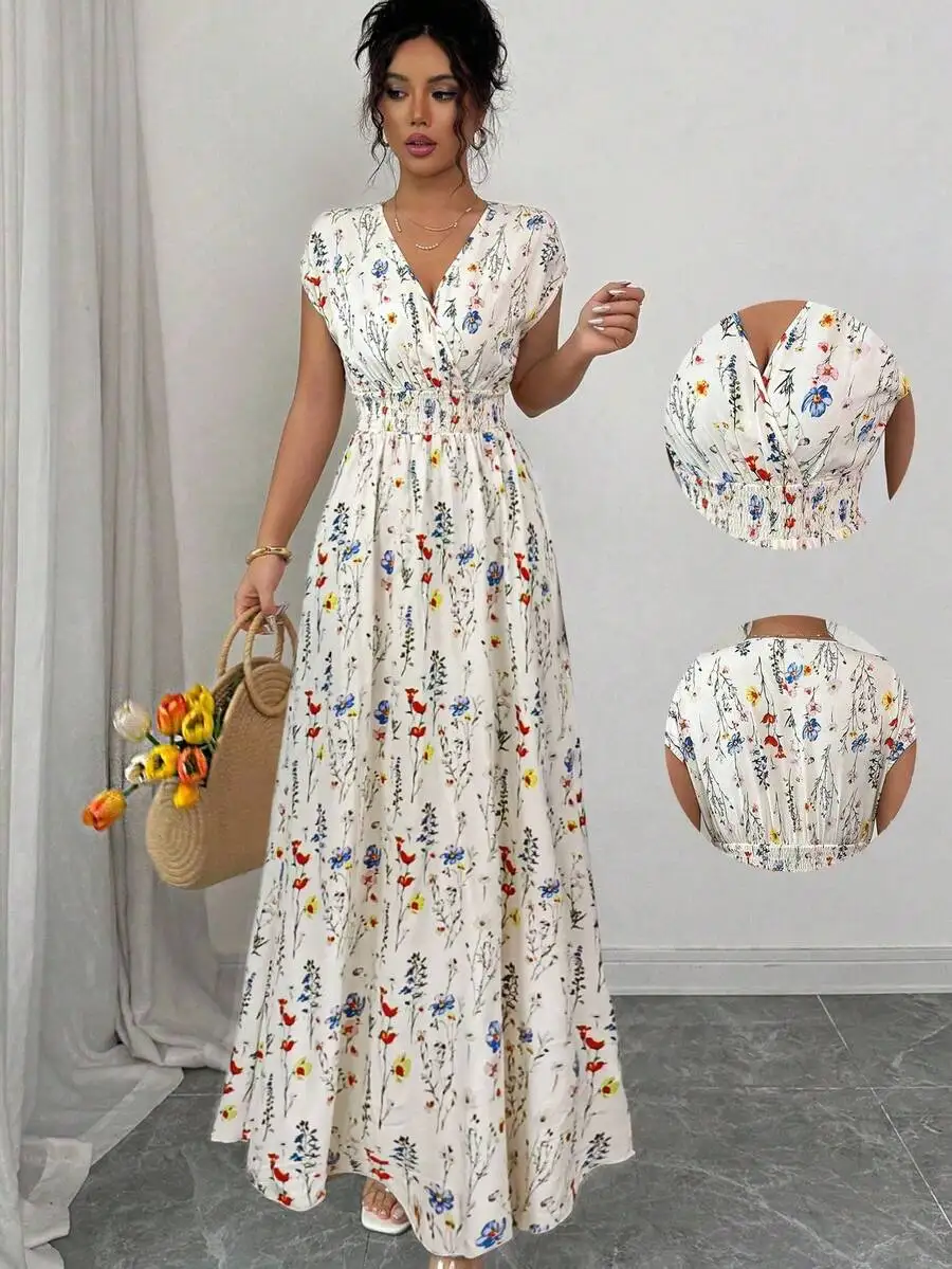 Ditsy Floral V-Neck Maxi Dress