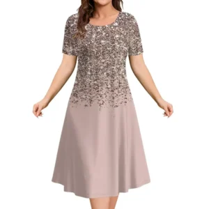Elegant 3D Print A-Line Dress