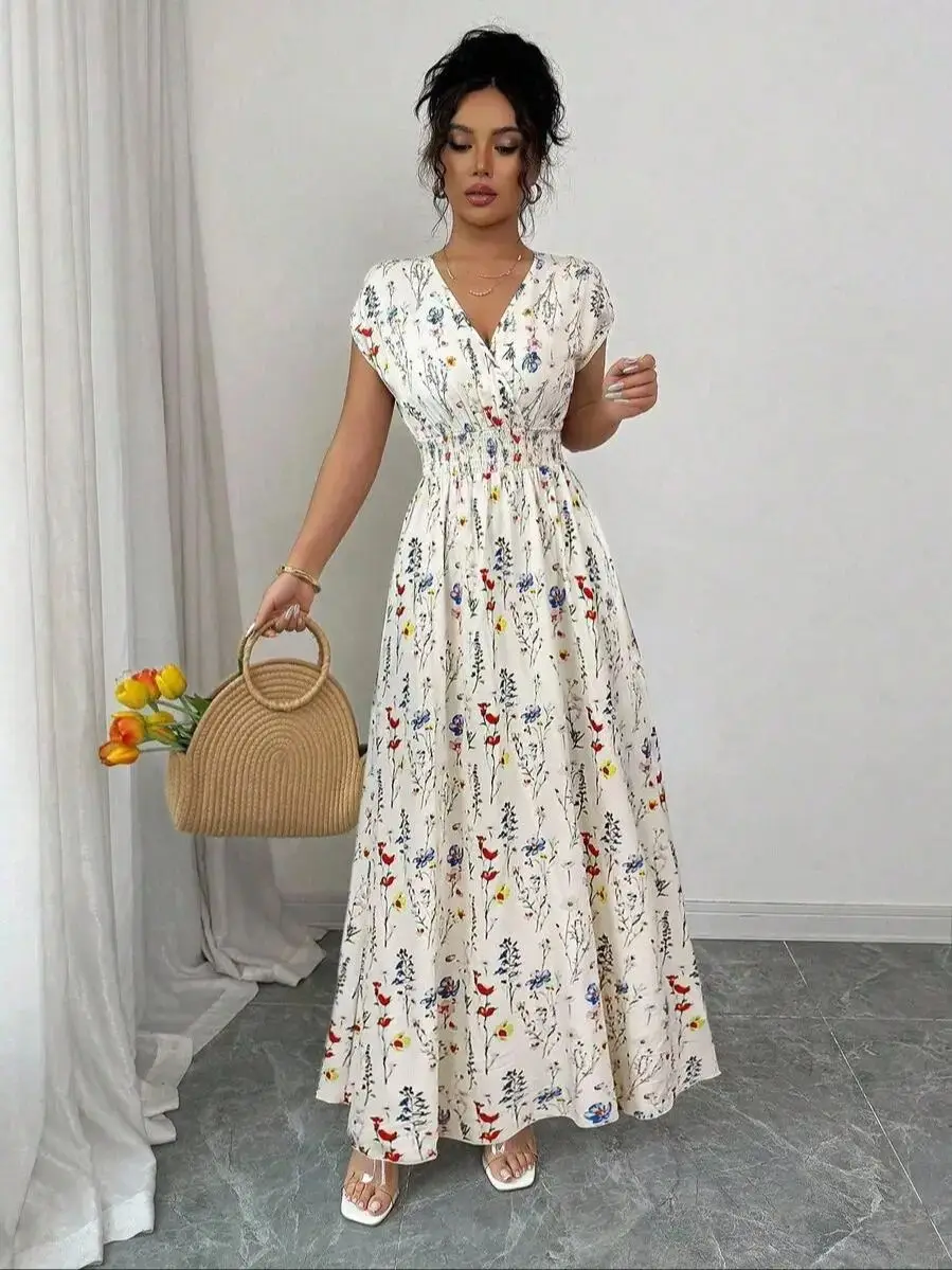 Ditsy Floral V-Neck Maxi Dress - Image 7