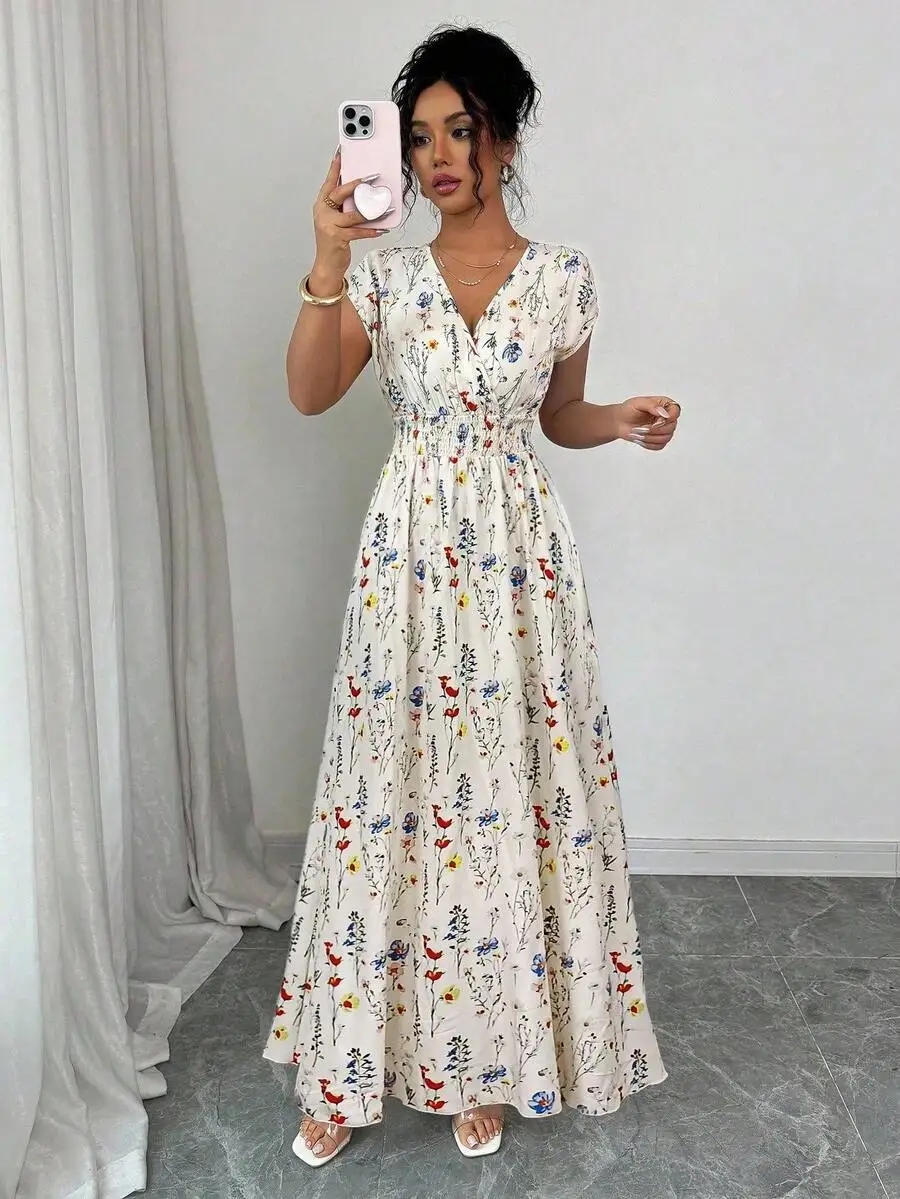 Ditsy Floral V-Neck Maxi Dress - Image 5