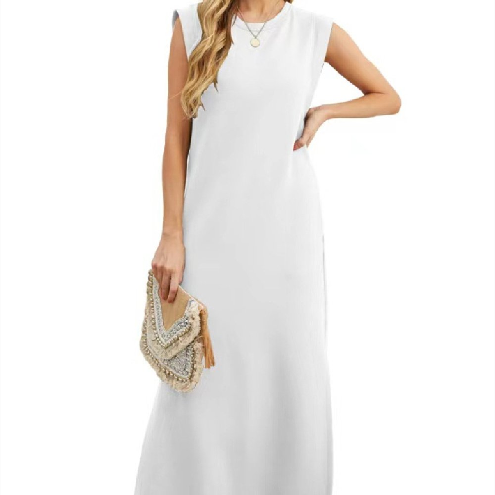 Women’s Sleeveless Crew Neck Straight Maxi Dress - Image 4