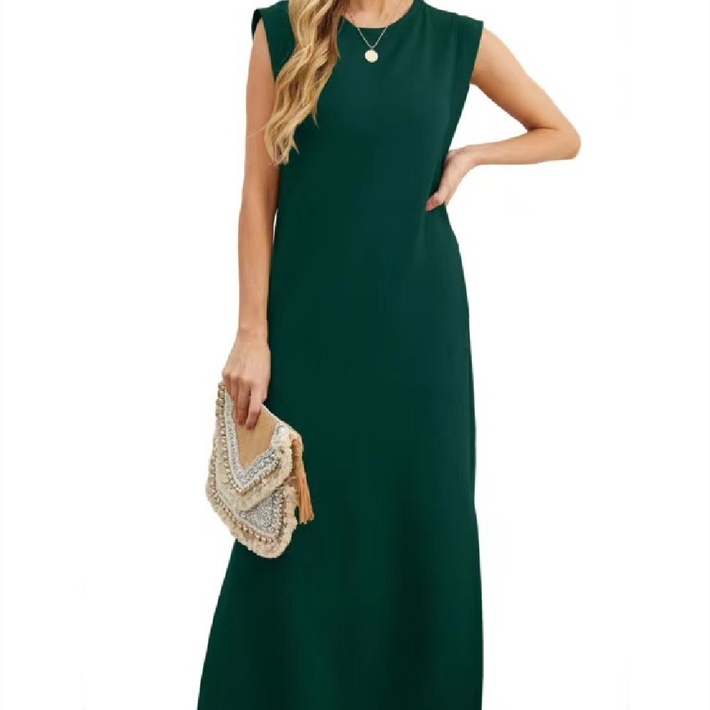 Women’s Sleeveless Crew Neck Straight Maxi Dress - Image 8