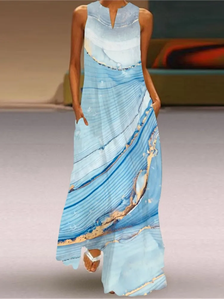 Black Floral Split Neck Sleeveless Maxi Dress - Image 12
